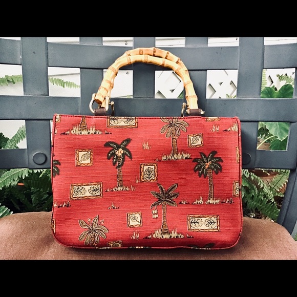 Relic Handbags - RELIC NWOT Red Bamboo Handle Purse/Handbag Palms